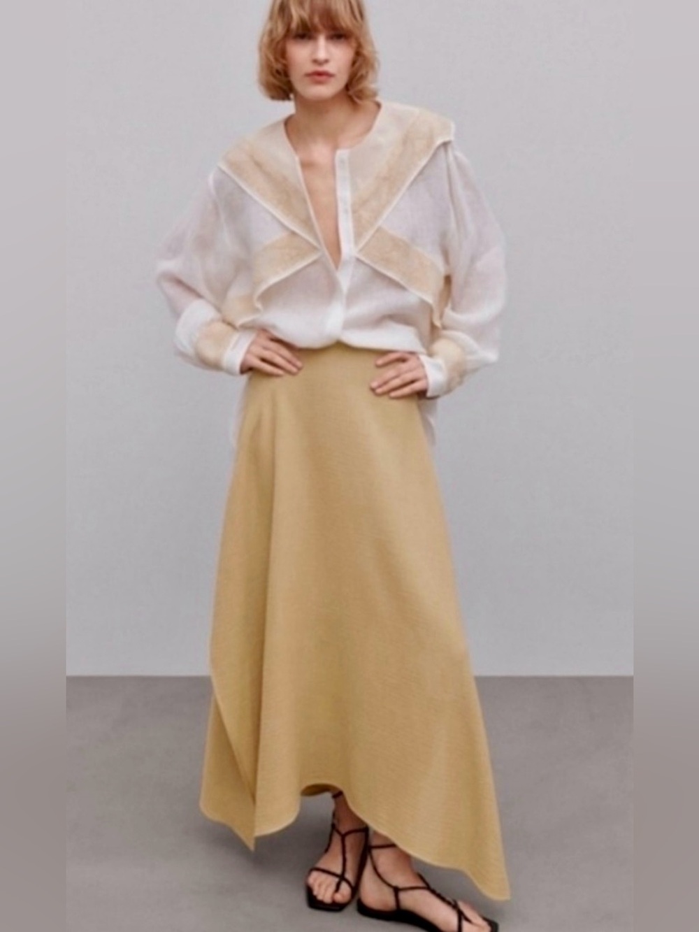 Rare Find! Gorgeous Massimo Dutti Linen Blouse & Cotton Skirt Set Size M NWT